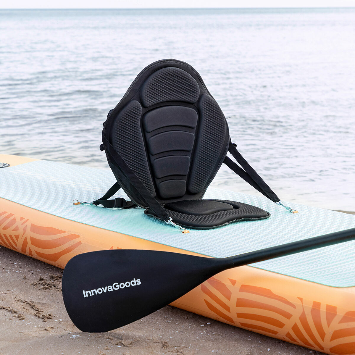 Tabla de Paddle Surf Hinchable 2 en 1 con Asiento y Accesorios Siros InnovaGoods 10'5" 320 cm Naranja (Reacondicionado A)