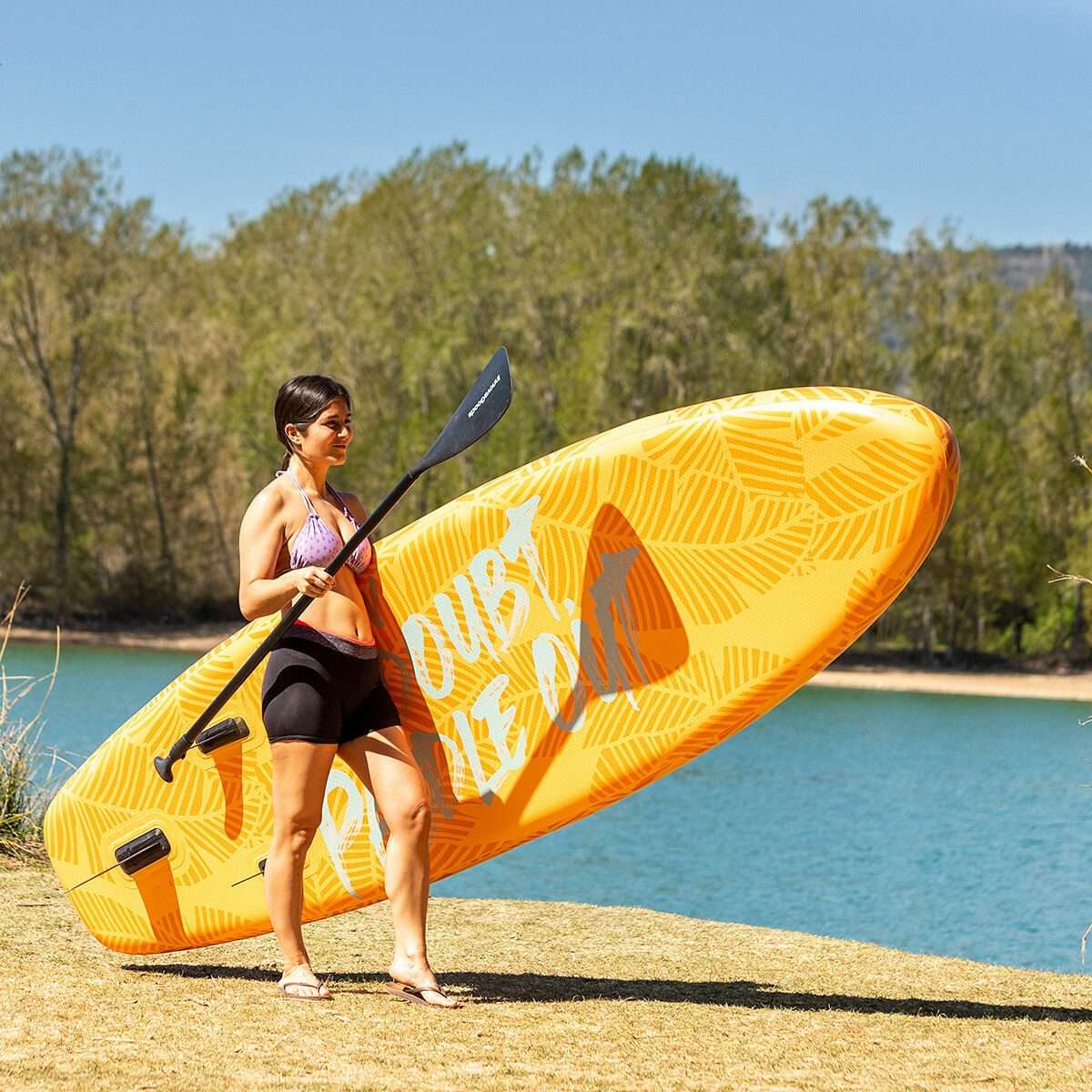 Tabla de Paddle Surf Hinchable 2 en 1 con Asiento y Accesorios Siros InnovaGoods 10'5" 320 cm Naranja (Reacondicionado A)