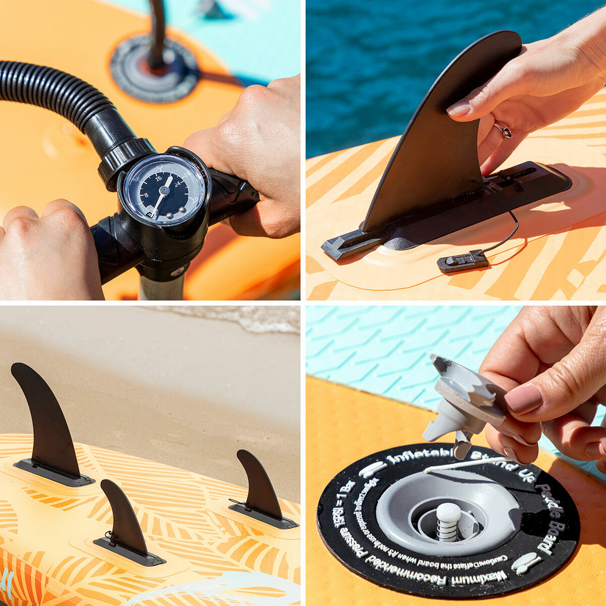 Tabla de Paddle Surf Hinchable 2 en 1 con Asiento y Accesorios Siros InnovaGoods 10'5" 320 cm Naranja (Reacondicionado A)