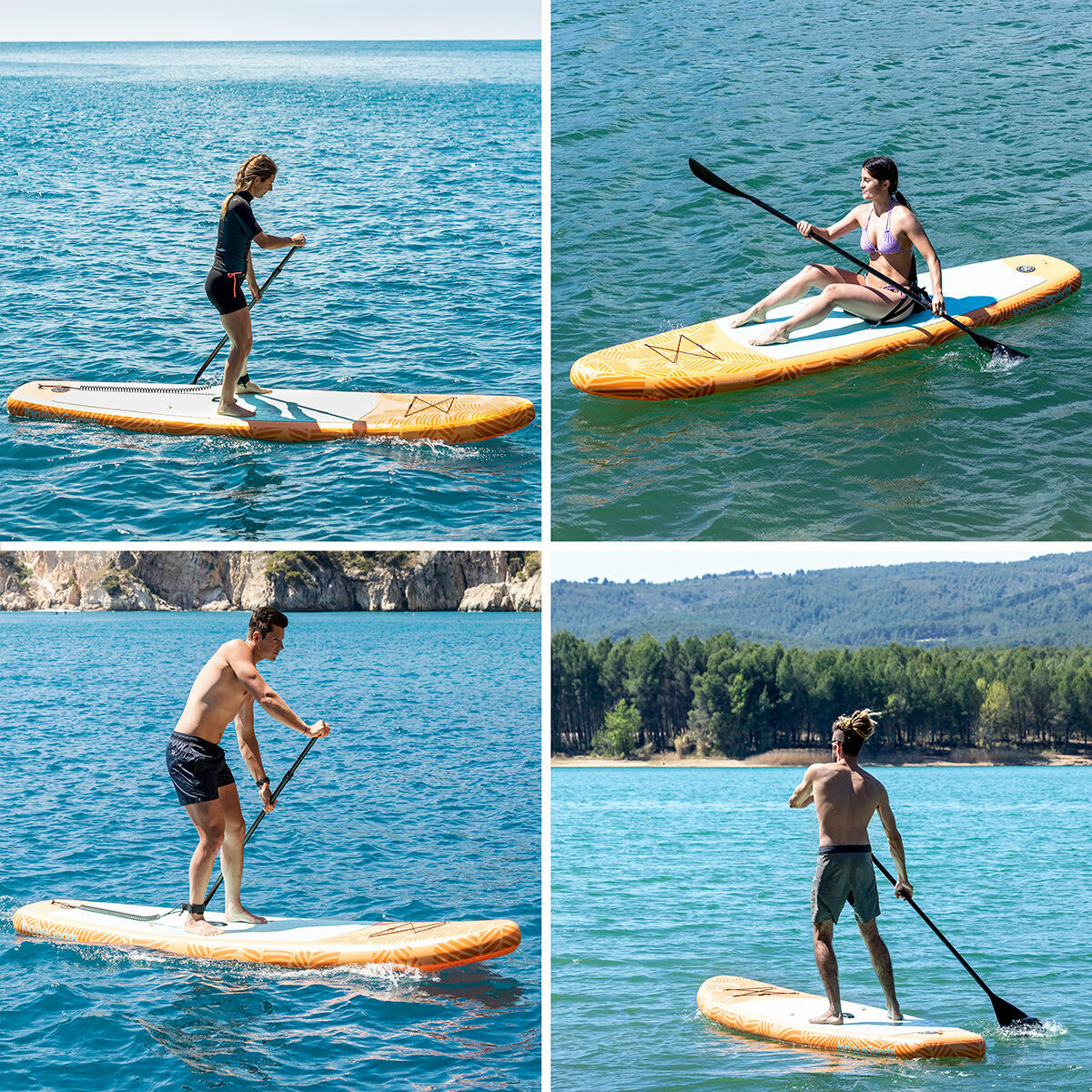 Tabla de Paddle Surf Hinchable 2 en 1 con Asiento y Accesorios Siros InnovaGoods 10'5" 320 cm Naranja (Reacondicionado A)