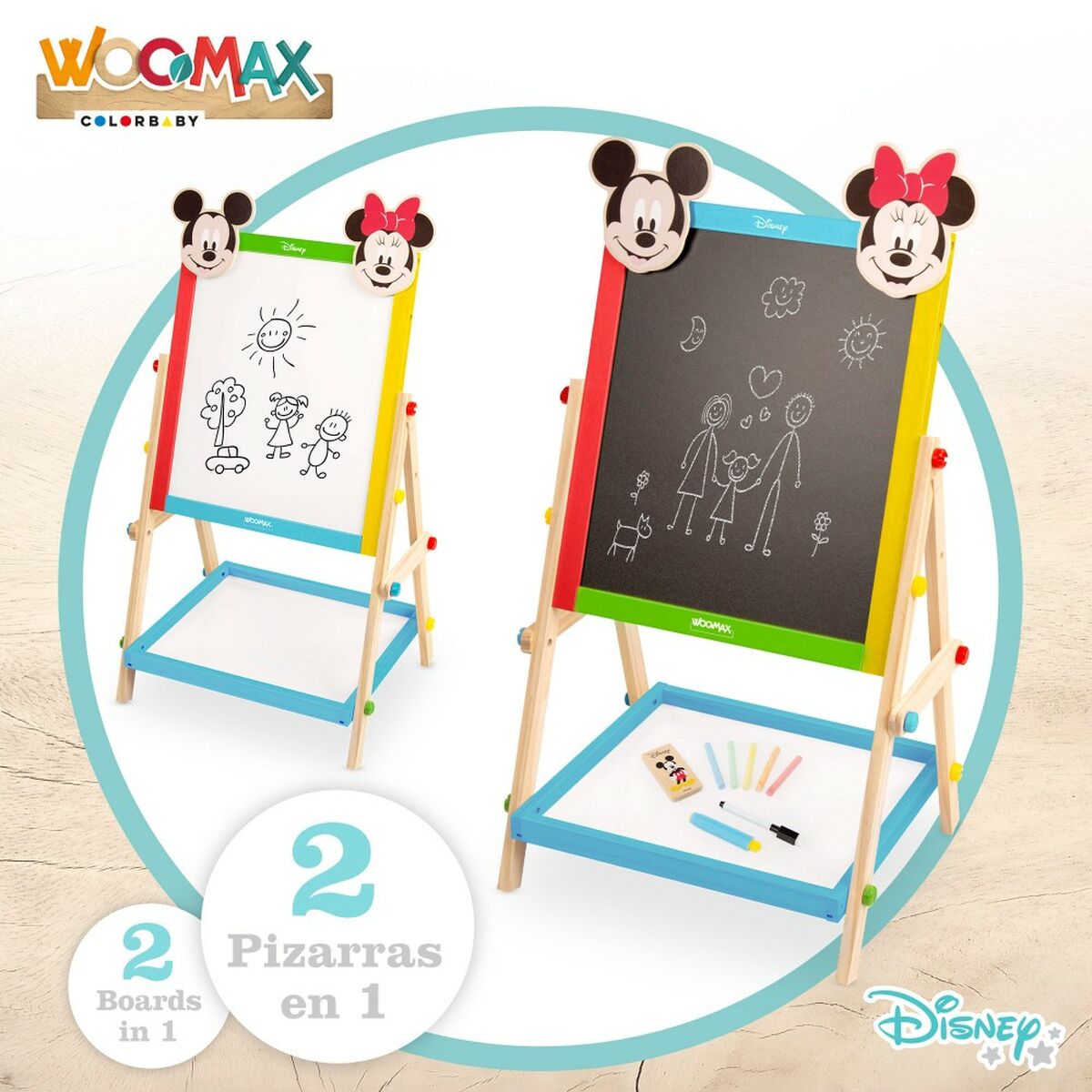 Pizarra 2 en 1 Disney 5 Piezas 4 Unidades 40 x 64,5 x 31,5 cm