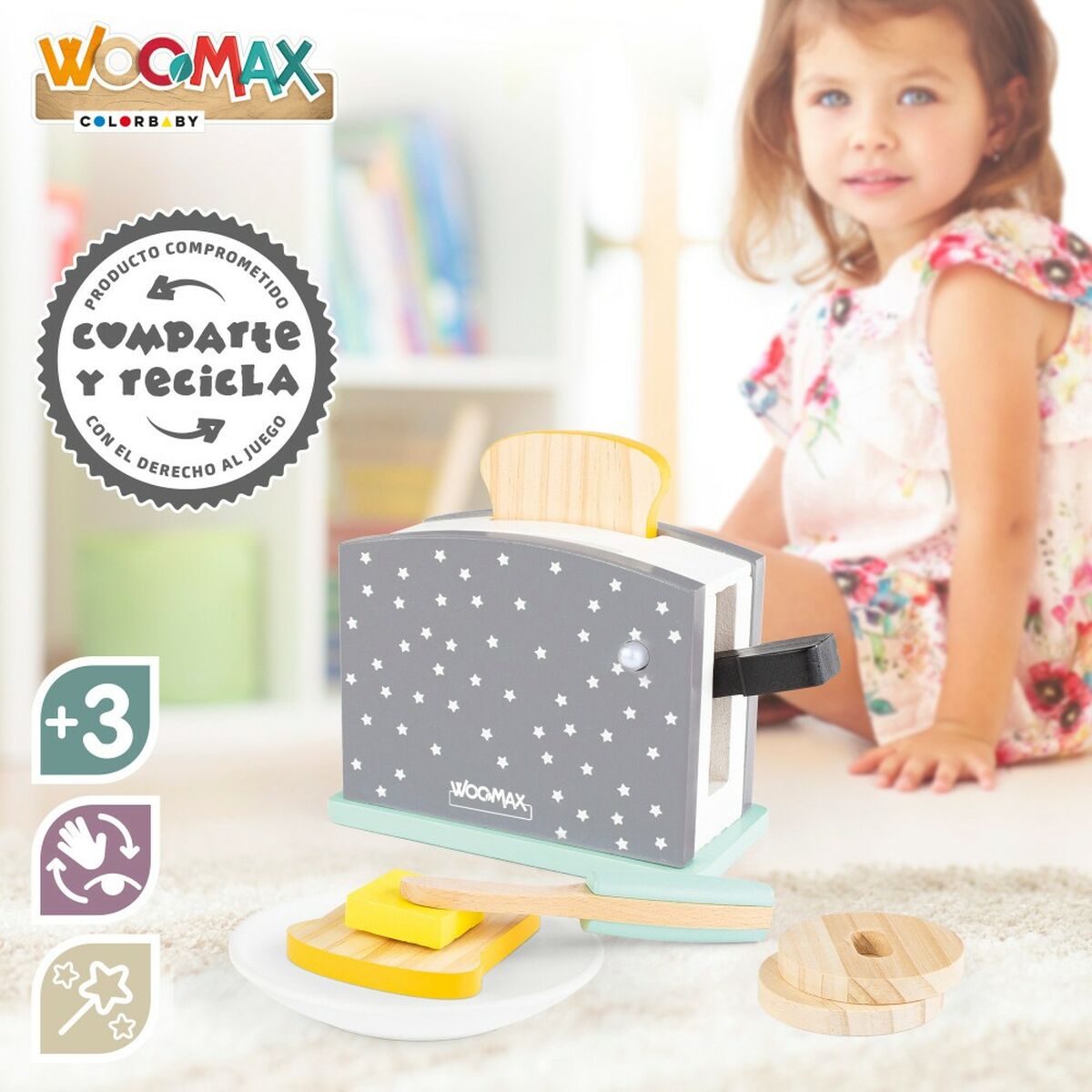 Tostadora de juguete Woomax 8 Piezas 19,5 x 12,5 x 8 cm (4 Unidades)