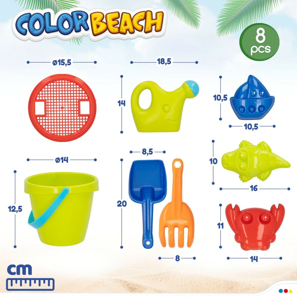 Set de Juguetes de Playa Colorbaby Polipropileno (18 Unidades)