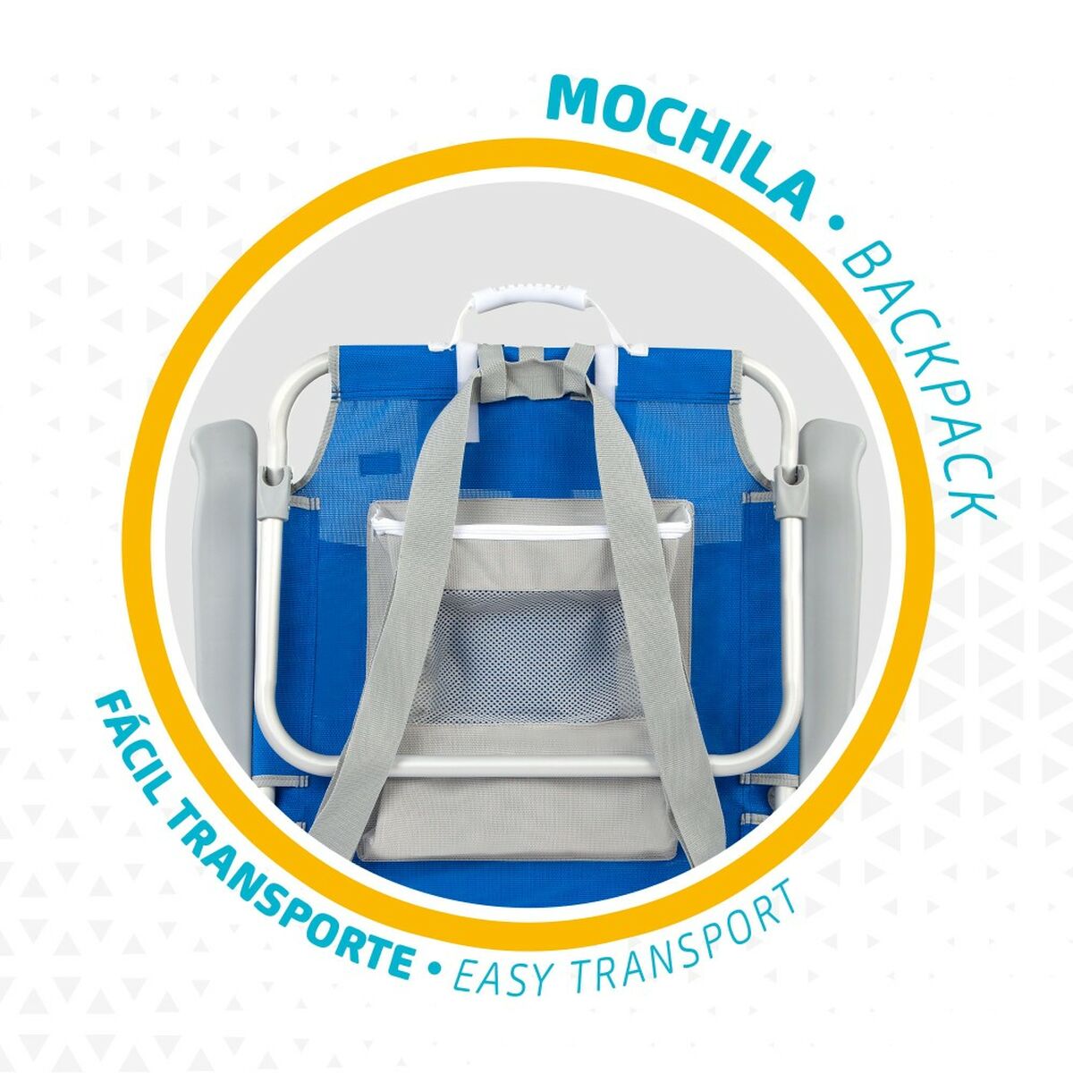 Silla Plegable con Reposacabezas Aktive Azul 55 x 86 x 66 cm (2 Unidades)