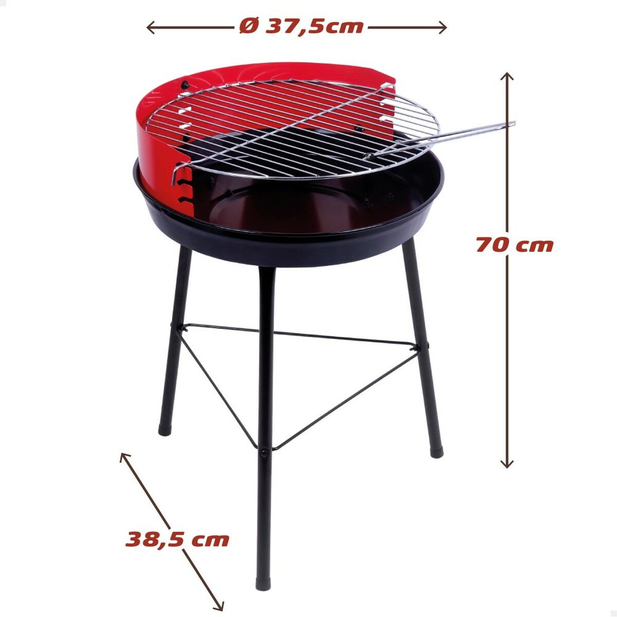 Barbacoa Portátil Aktive Madera Hierro 37,5 x 70 x 38,5 cm (4 Unidades) Rojo