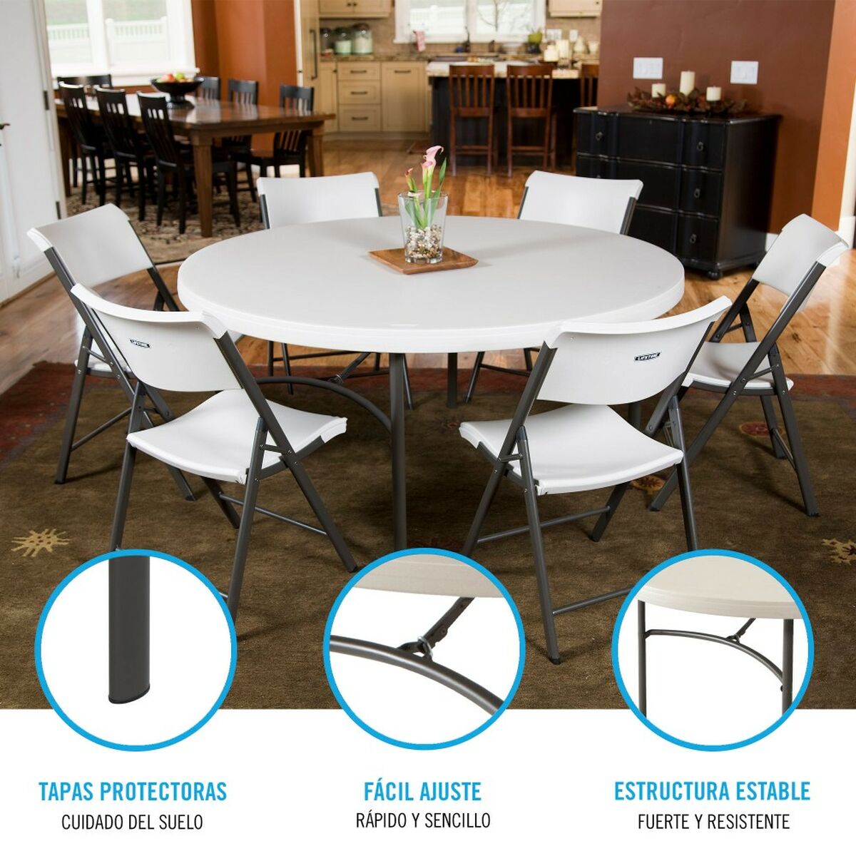 Mesa auxiliar Lifetime Crema 152 x 74 x 152 cm Acero Plástico