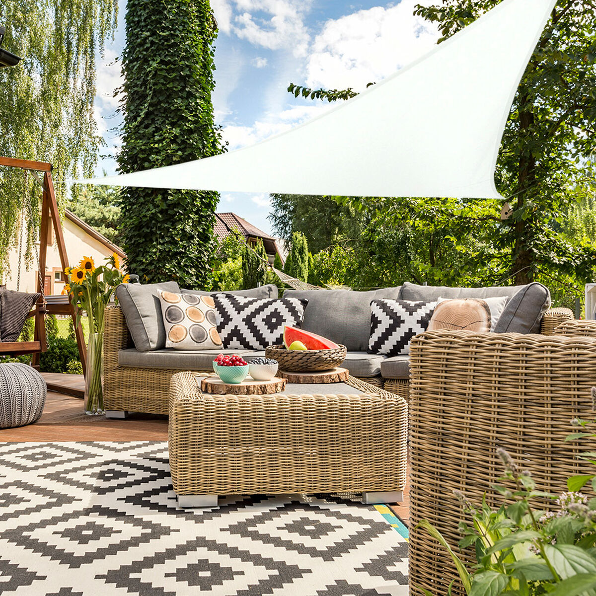 Vela de sombra Aktive 360 x 0,5 x 360 cm Triangular (6 Unidades)