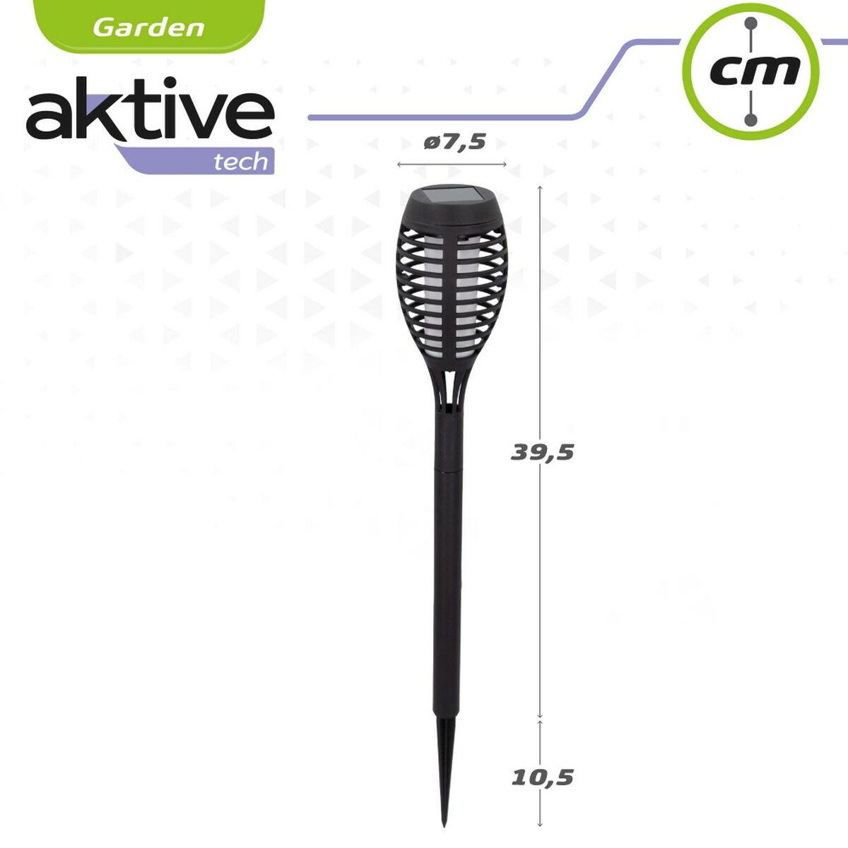 Set de antorchas solares de jardín Aktive Plástico 7,5 x 50 x 7,5 cm (4 Unidades)