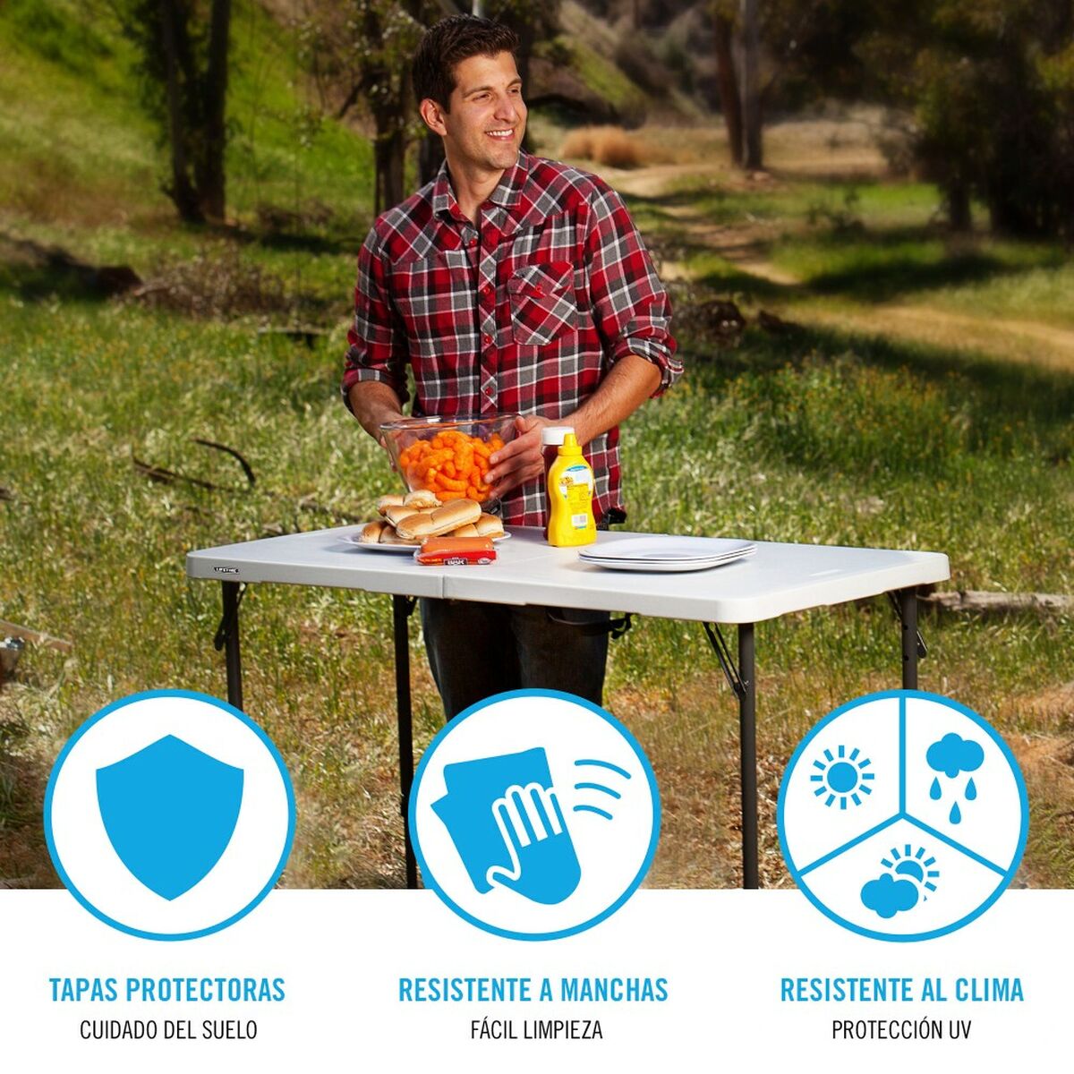 Mesa Plegable Lifetime Blanco 122 x 91,5 x 61 cm Acero HDPE