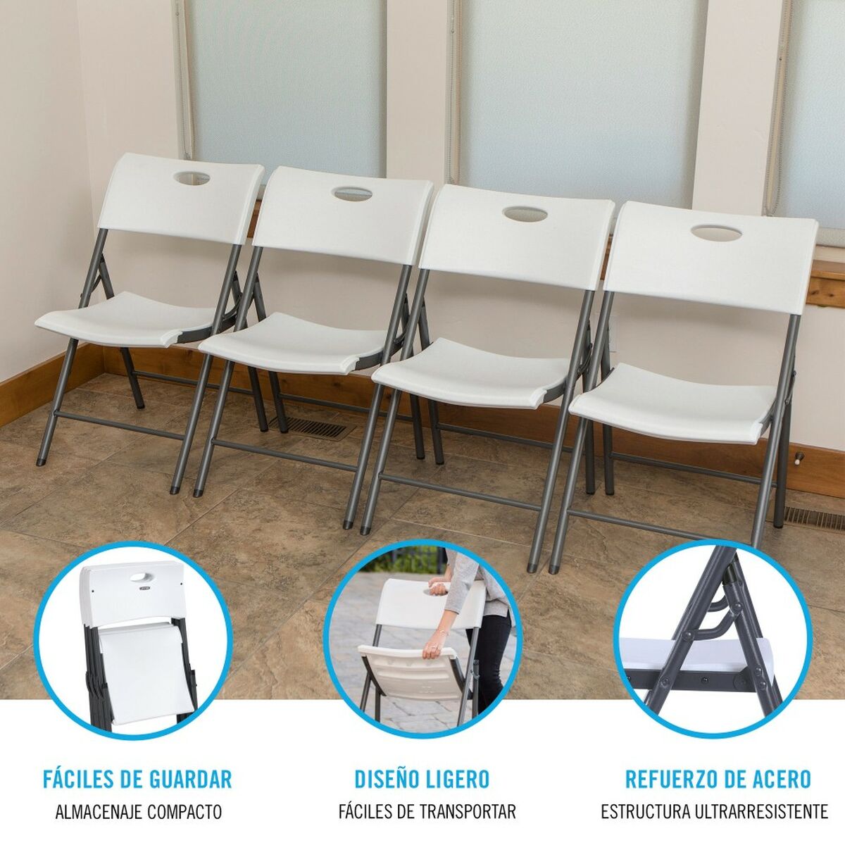 Silla Plegable Lifetime 4 Unidades 50 x 82,5 x 58 cm