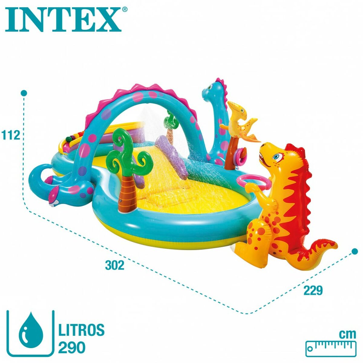 Piscina Hinchable para Niños Intex   Dinosaurios Parque de juegos 302 x 112 x 229 cm 280 L