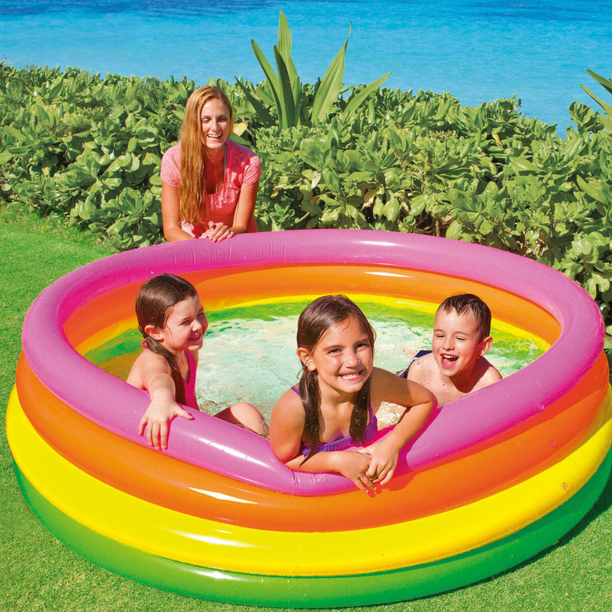 Piscina Hinchable para Niños Intex Sunset Aros 780 L 168 x 46 x 168 cm (6 Unidades)