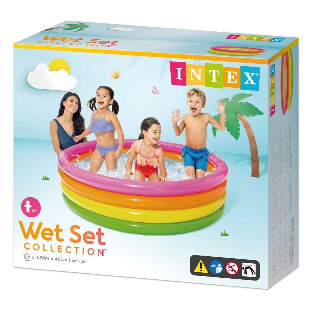 Piscina Hinchable para Niños Intex Sunset Aros 780 L 168 x 46 x 168 cm (6 Unidades)