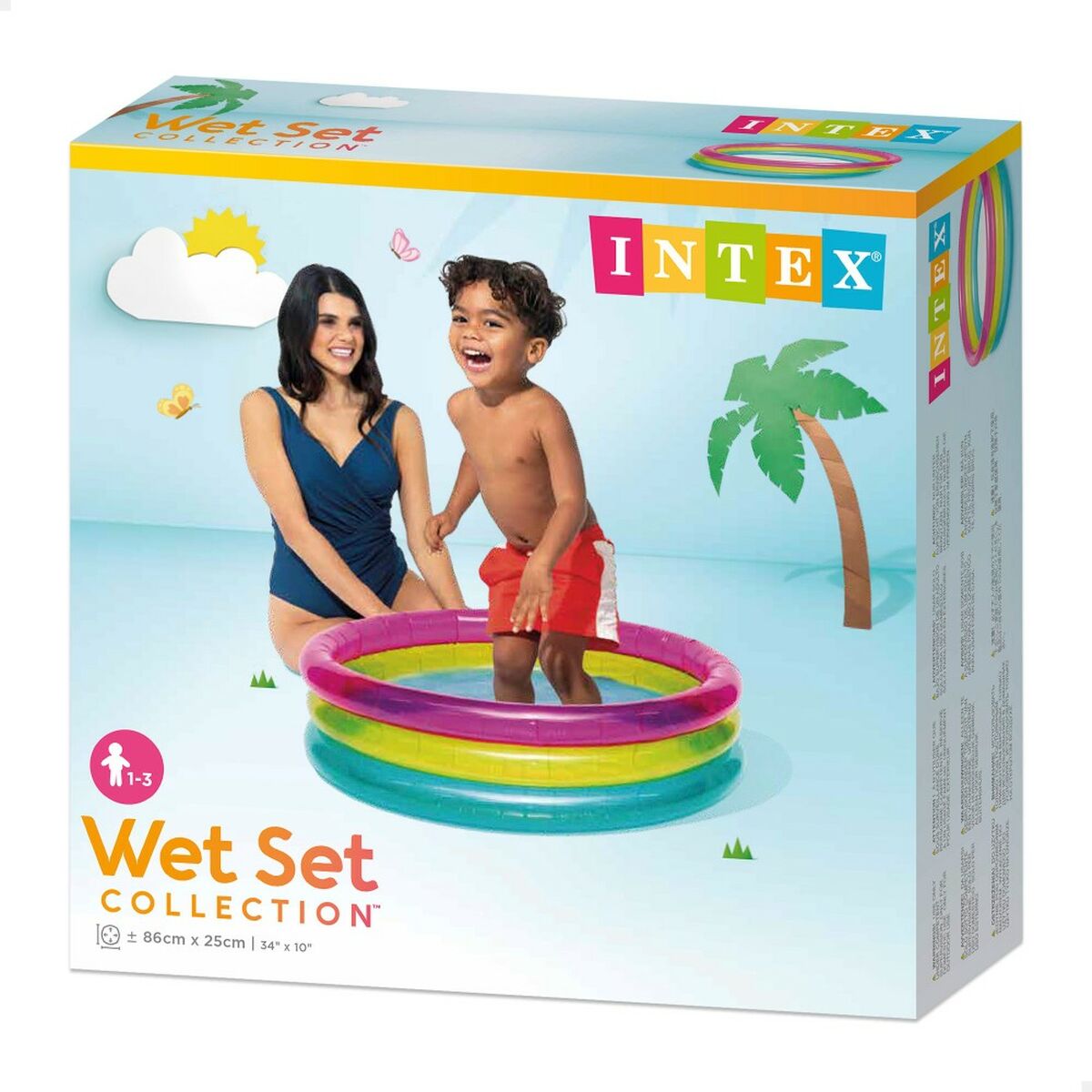 Piscina Hinchable para Niños Intex Arcoíris Aros 63 L 86 x 25 x 86 cm (12 Unidades)