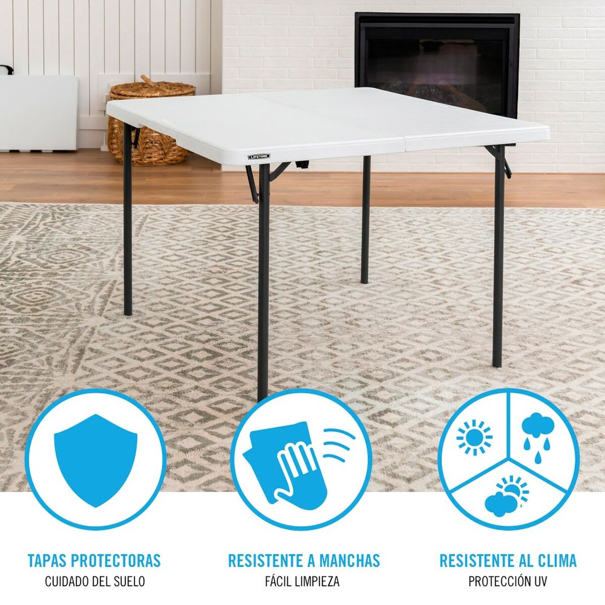 Mesa Plegable Lifetime Blanco Acero Plástico 94 x 74 x 94 cm