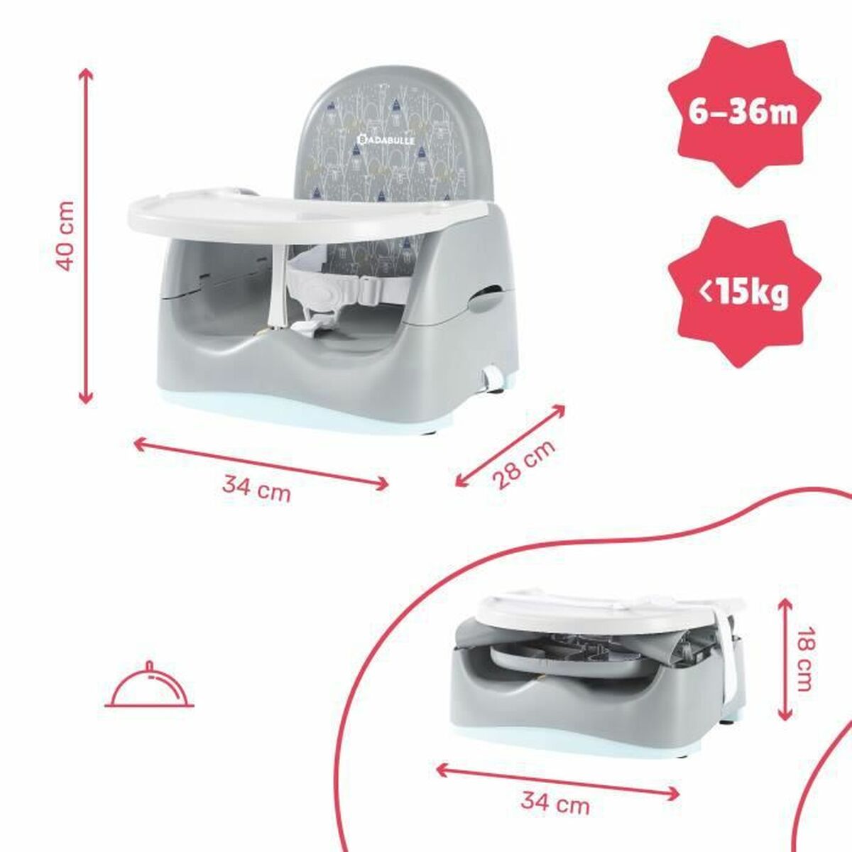 Trona Badabulle Sitzerhöhung 15 kg Blanco/Gris