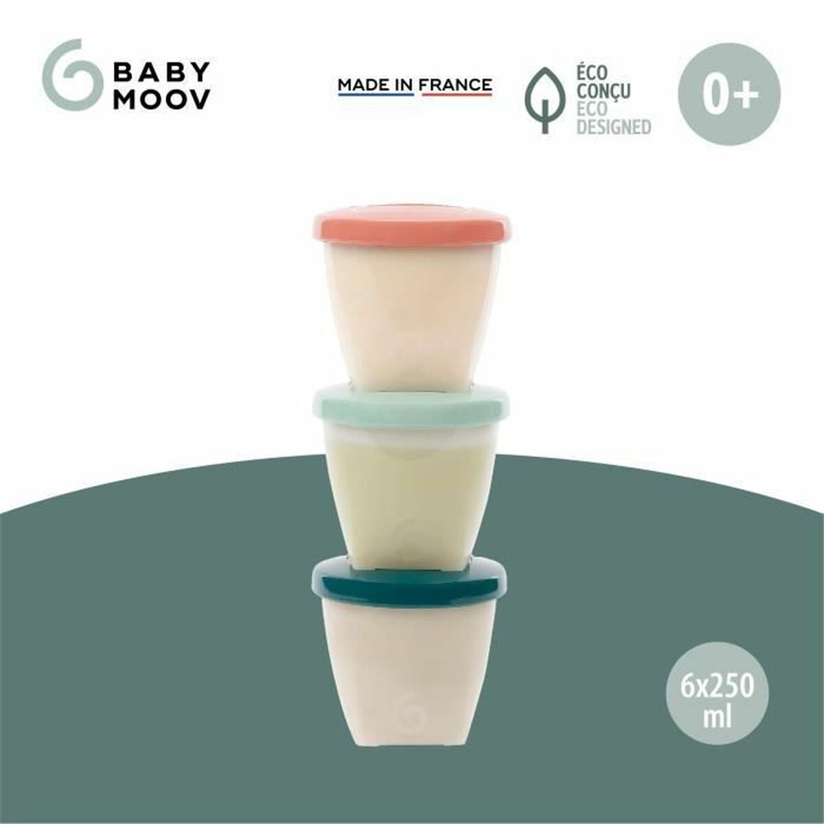 Set de Fiambreras Babymoov A004318 Blanco Multicolor 250 ml (6 Unidades)