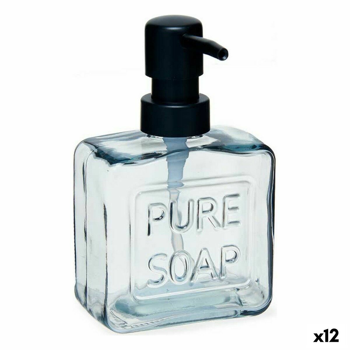 Dispensador de Jabón Berilo Pure Soap Negro Cristal Plástico 250 ml 9 x 15 x 5 cm (12 Unidades)