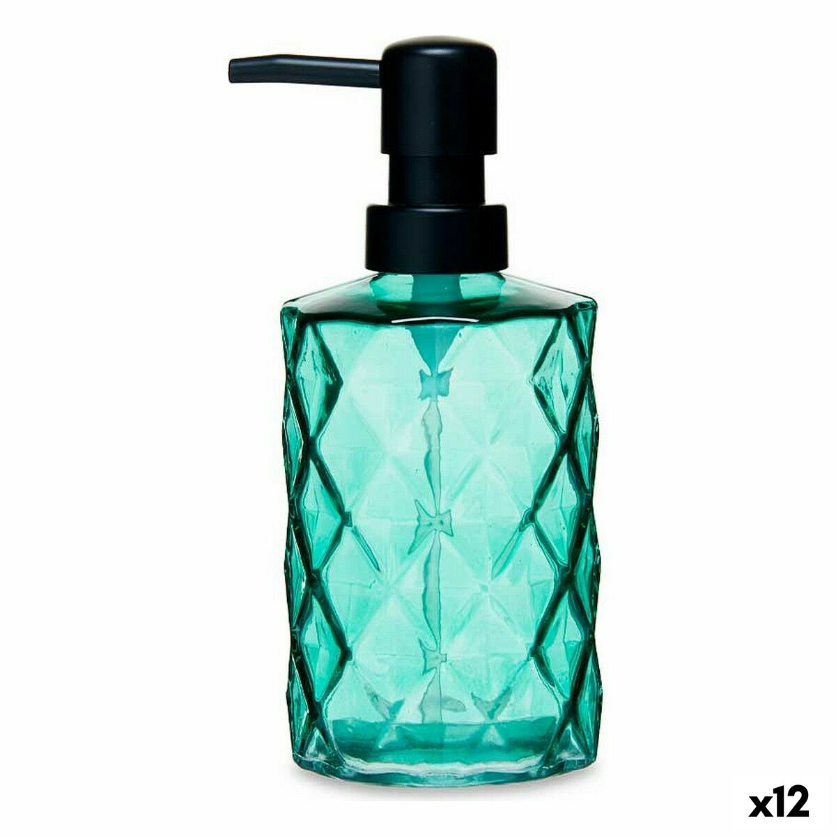 Dispensador de Jabón Berilo Verde Cristal Plástico Diamante 360 ml 410 ml 9 x 18 x 7 cm (12 Unidades)