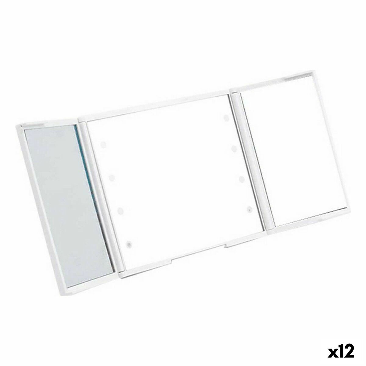 Espejo de Bolsillo Berilo Blanco ABS 1,5 x 9,5 x 11,5 cm Luz LED (12 Unidades)