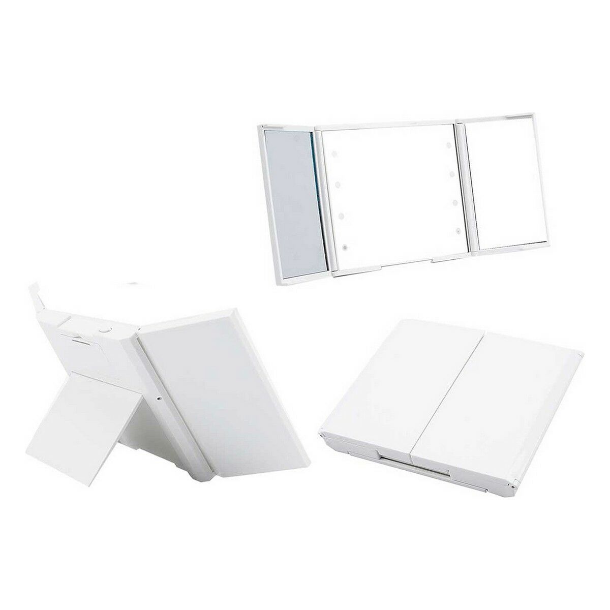 Espejo de Bolsillo Berilo Blanco ABS 1,5 x 9,5 x 11,5 cm Luz LED (12 Unidades)