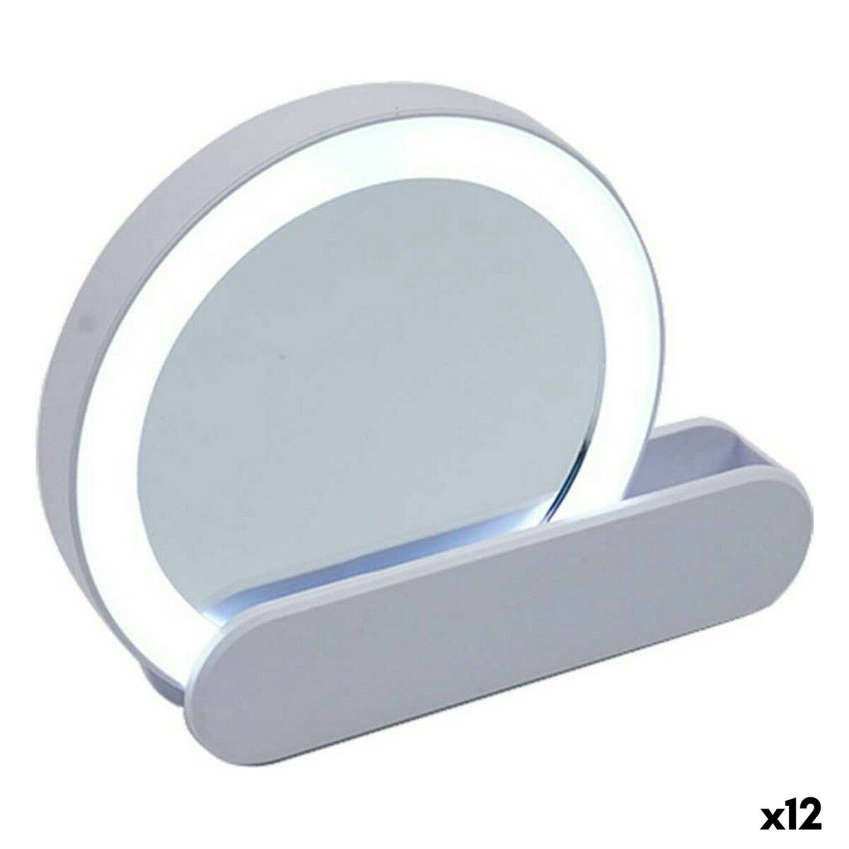 Espejo Berilo Blanco ABS 9 x 2 x 10 cm Luz LED (12 Unidades)