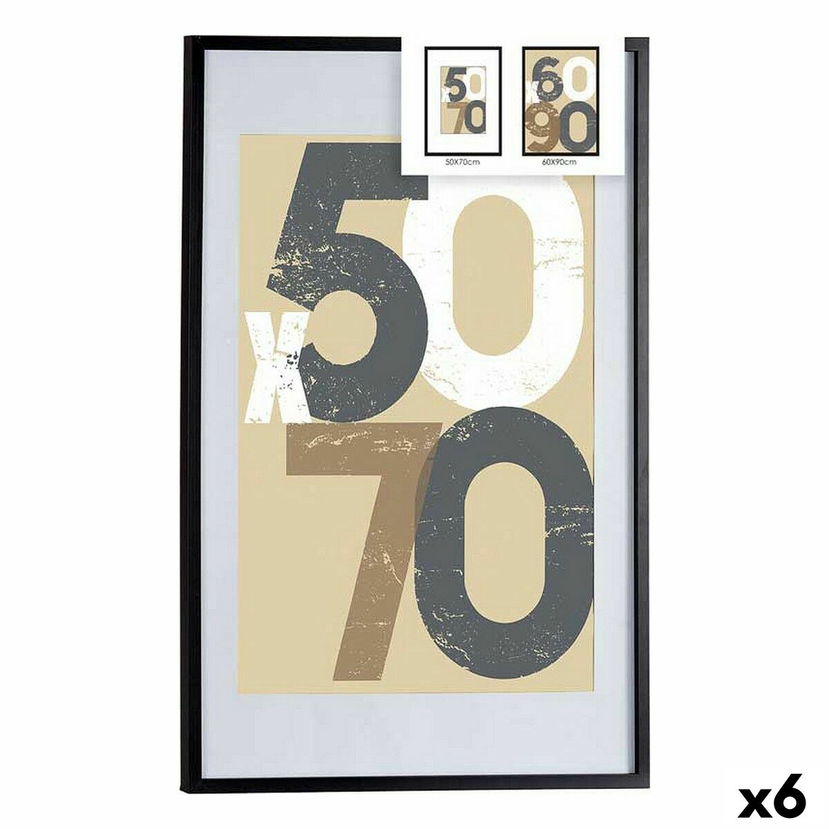Marco de Fotos Gift Decor Negro Poliestireno Plástico Madera MDF 60 x 90 cm (6 Unidades)