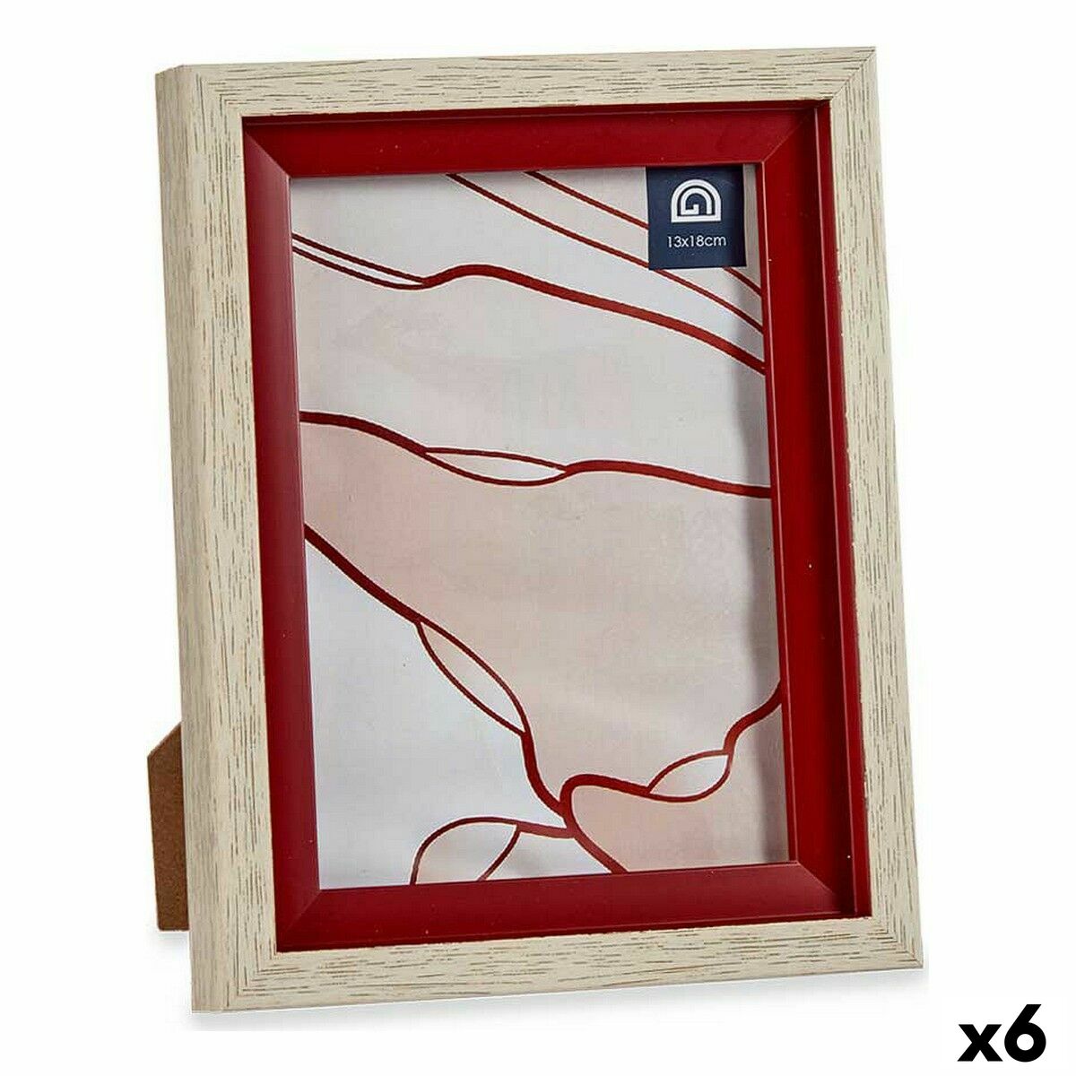 Marco de Fotos Gift Decor Marrón Rojo Madera Vidrio Cristal Poliestireno Plástico (6 Unidades)