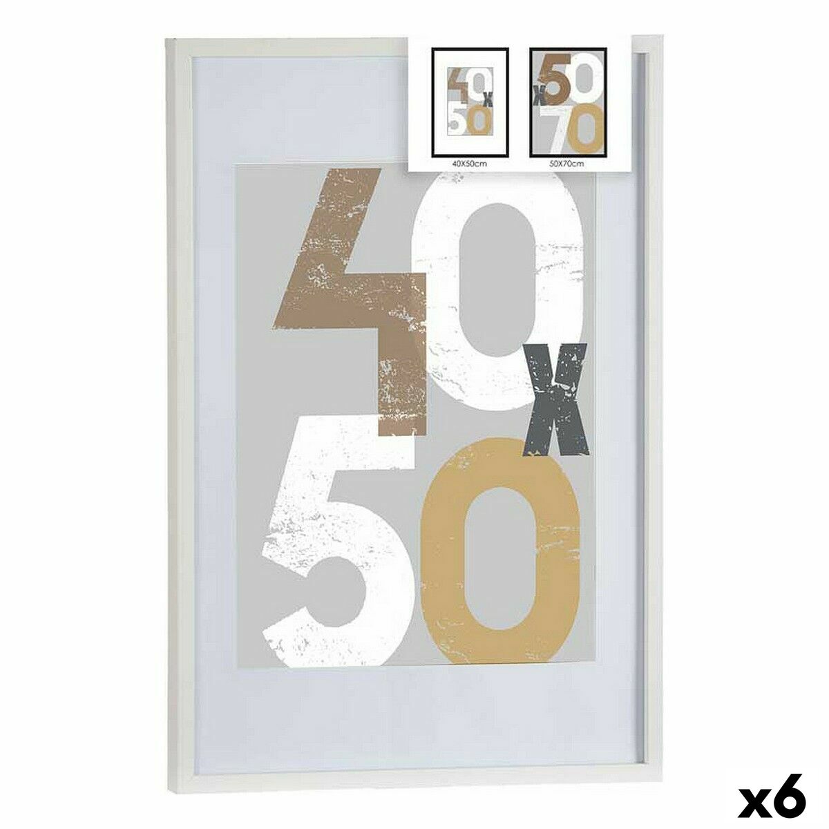 Marco de Fotos Gift Decor Blanco Poliestireno Plástico Madera MDF 50 x 70 cm (6 Unidades)
