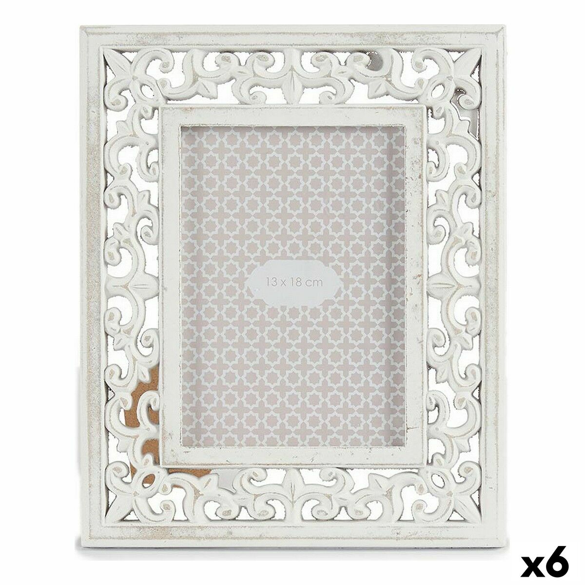 Marco de Fotos Gift Decor Blanco Madera Cristal Madera de eucalipto (6 Unidades)
