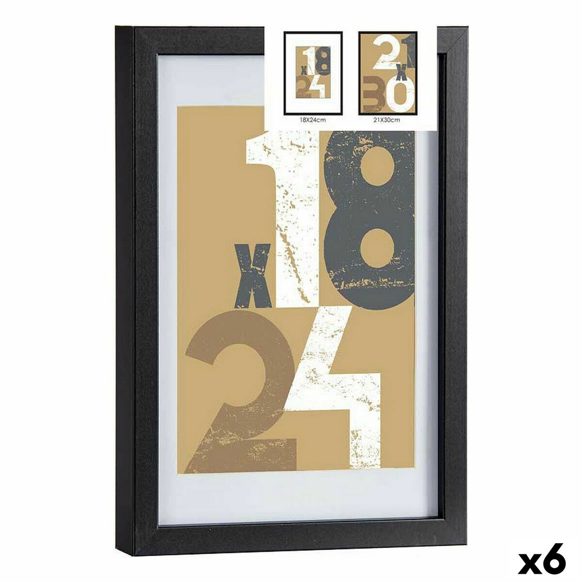Marco de Fotos Gift Decor Negro Vidrio Madera MDF (6 Unidades)