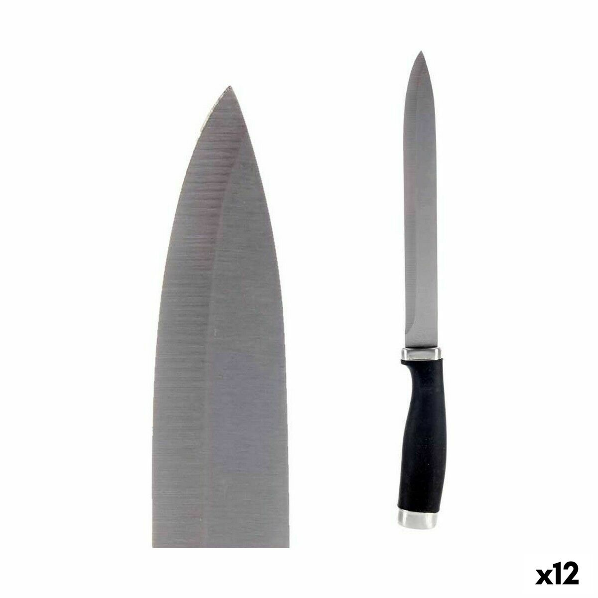 Cuchillo de Cocina Kinvara Negro Plateado Acero Inoxidable Plástico 3,5 x 33 x 2 cm 33 x 2 x 3,5 cm (12 Unidades)