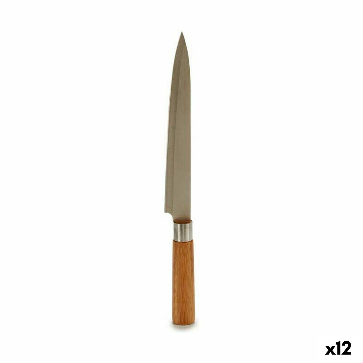 Cuchillo de Cocina Kinvara Marrón Plateado Bambú Acero Inoxidable 3 x 33,5 x 2,5 cm (12 Unidades)