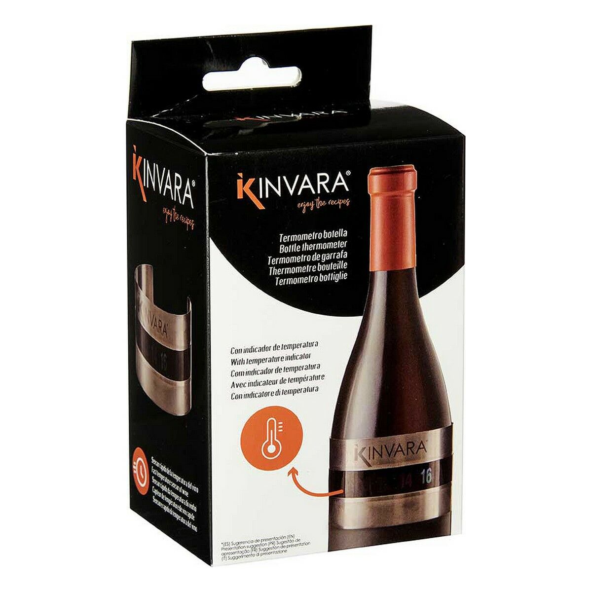 Termómetro para Vino Kinvara Negro Plateado Plata Acero Inoxidable (12 Unidades)