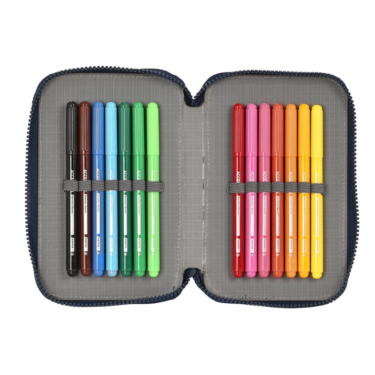 Plumier Doble Munich Flash Azul marino 12.5 x 19.5 x 4 cm (28 piezas)