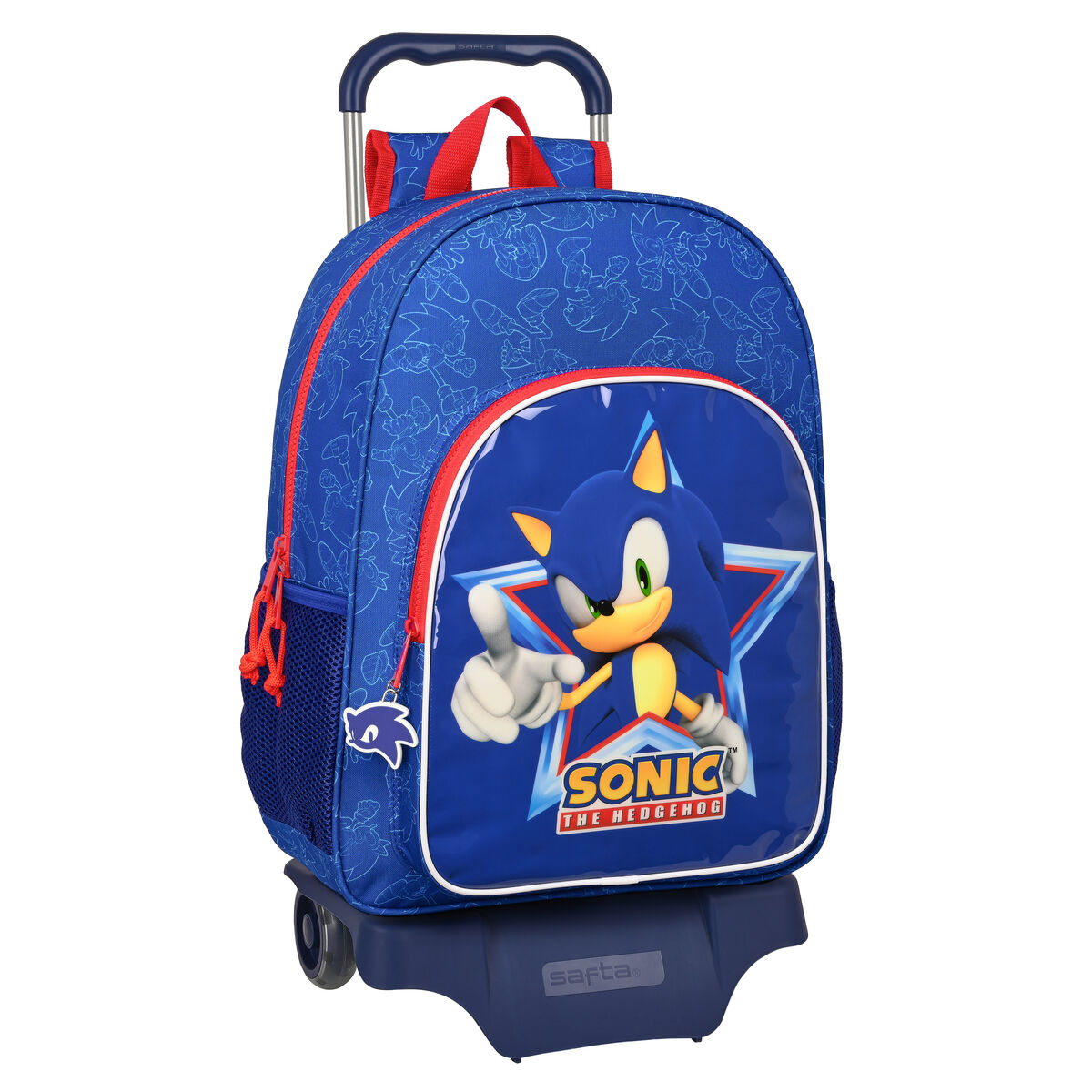 Mochila Escolar con Ruedas Sonic Let's roll Azul marino 33 x 42 x 14 cm