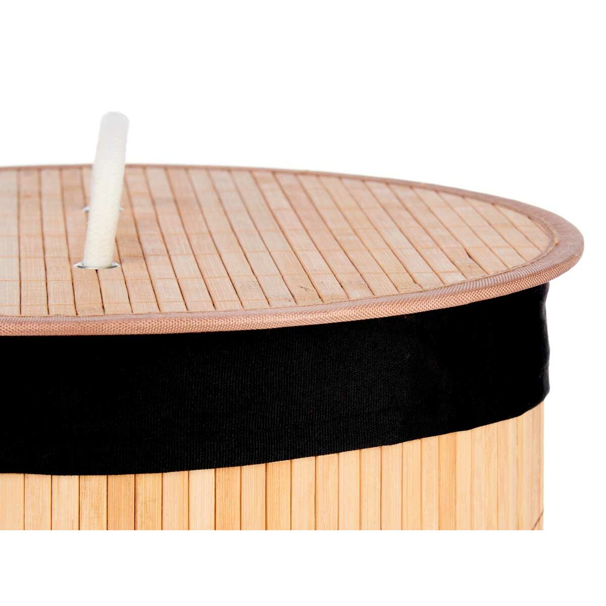 Cesto para la Ropa Sucia Kipit Negro Natural Algodón Poliéster Metal Bambú Viscosa Madera MDF 48 L 37 x 50 x 37 cm (4 Unidades)