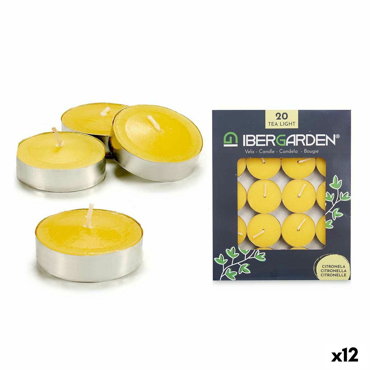 Set de Velas Ibergarden Amarillo Cera Citronela (12 Unidades) (24 Unidades)