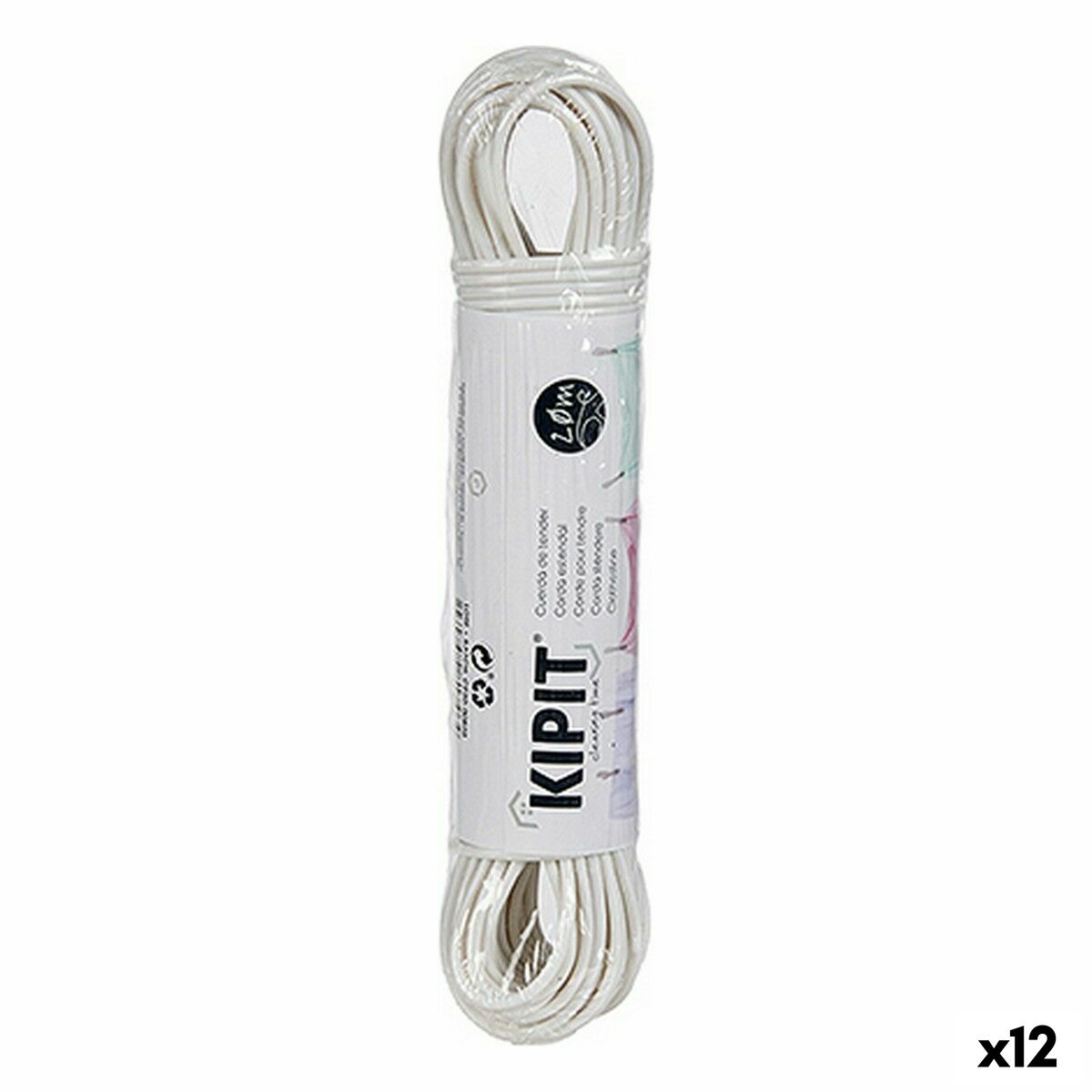 Cuerda para Tender Kipit Blanco PVC 20 m 20,5 x 4 x 3,5 cm (12 Unidades)
