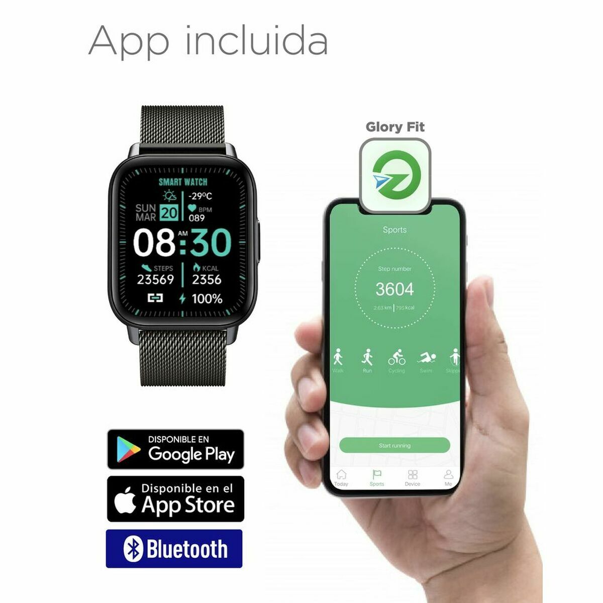 Smartwatch KSIX BXSW11N 1,7" 180 mAh Negro (Reacondicionado A)