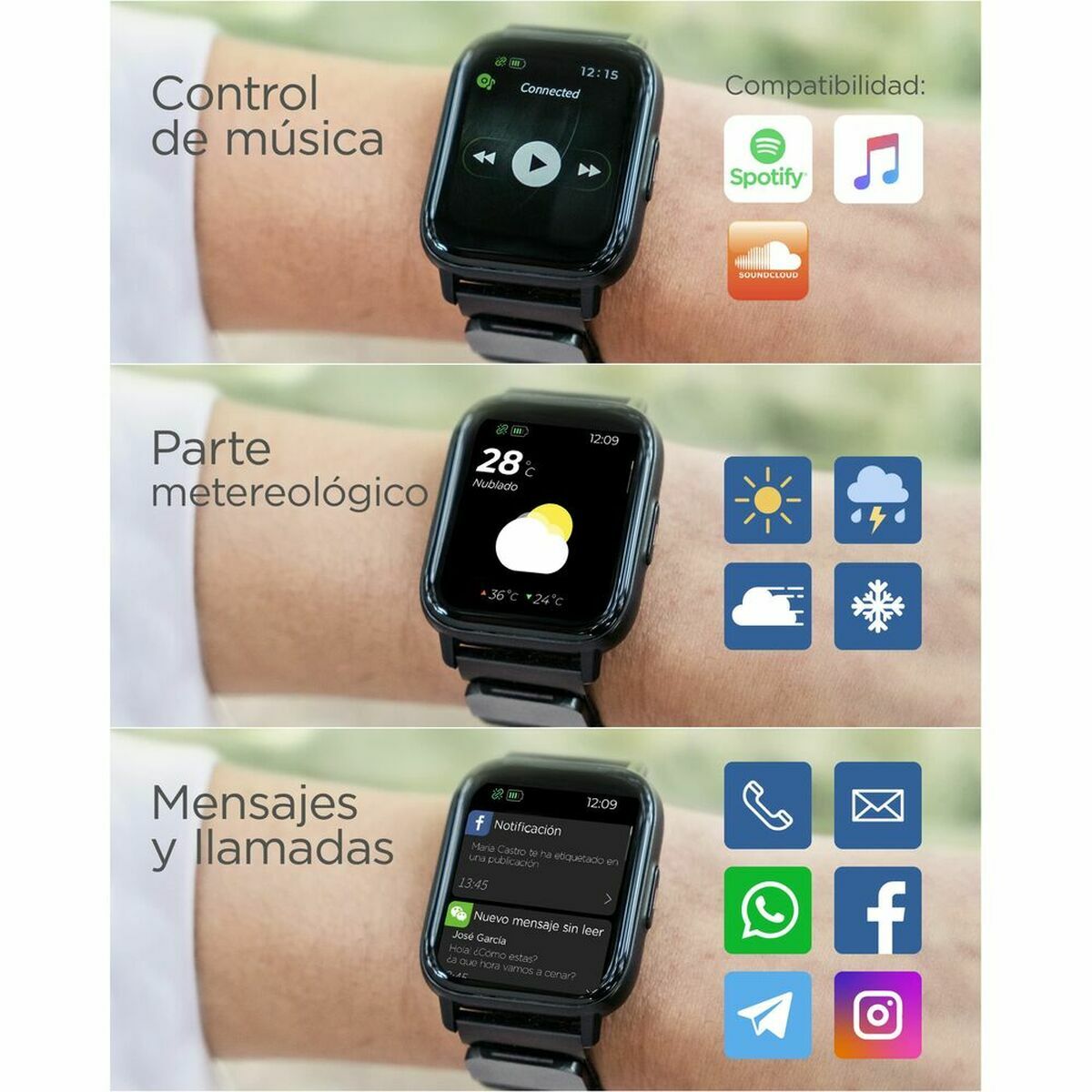 Smartwatch KSIX BXSW11N 1,7" 180 mAh Negro (Reacondicionado A)