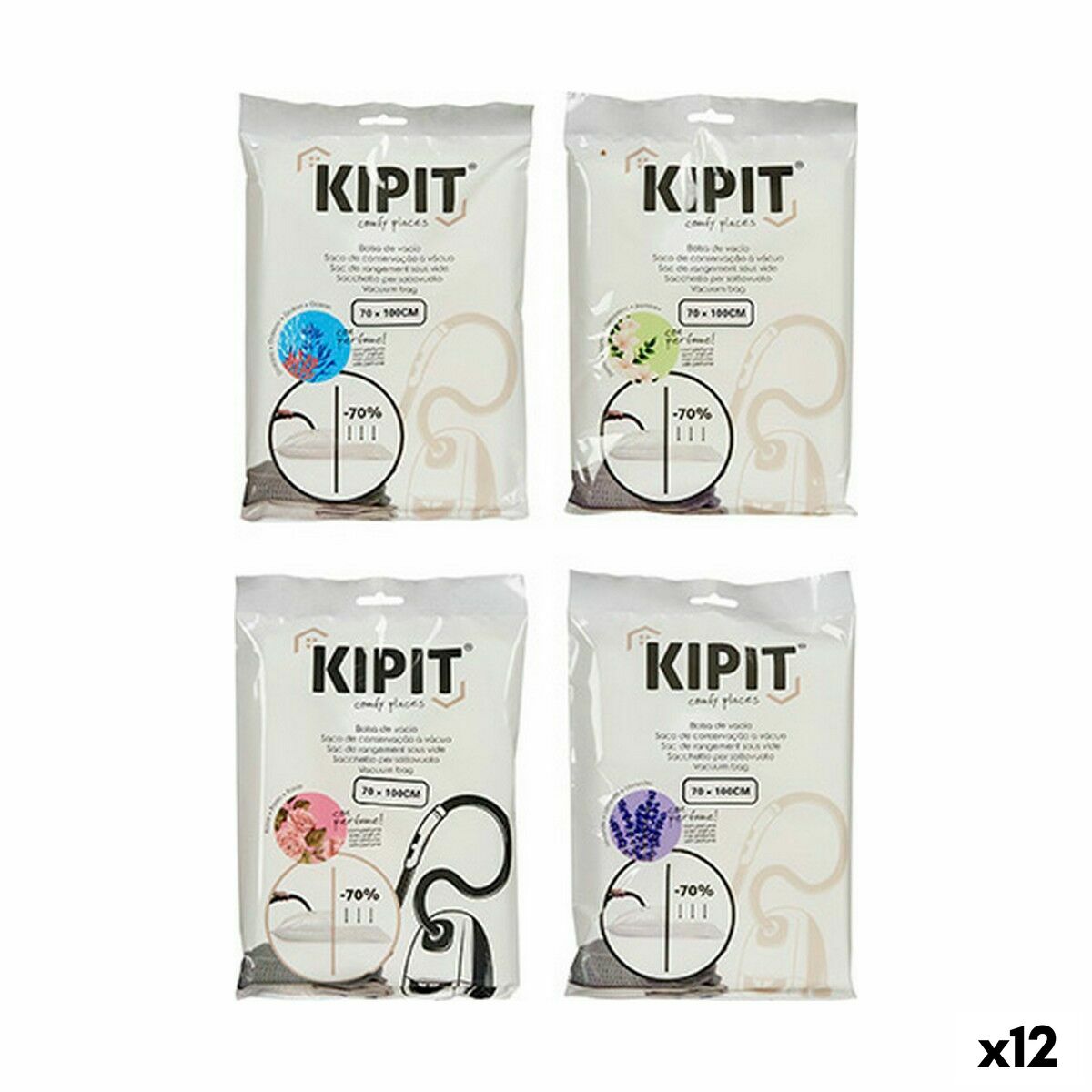 Bolsas de Vacío Kipit Transparente Plástico 70 x 100 cm (12 Unidades)