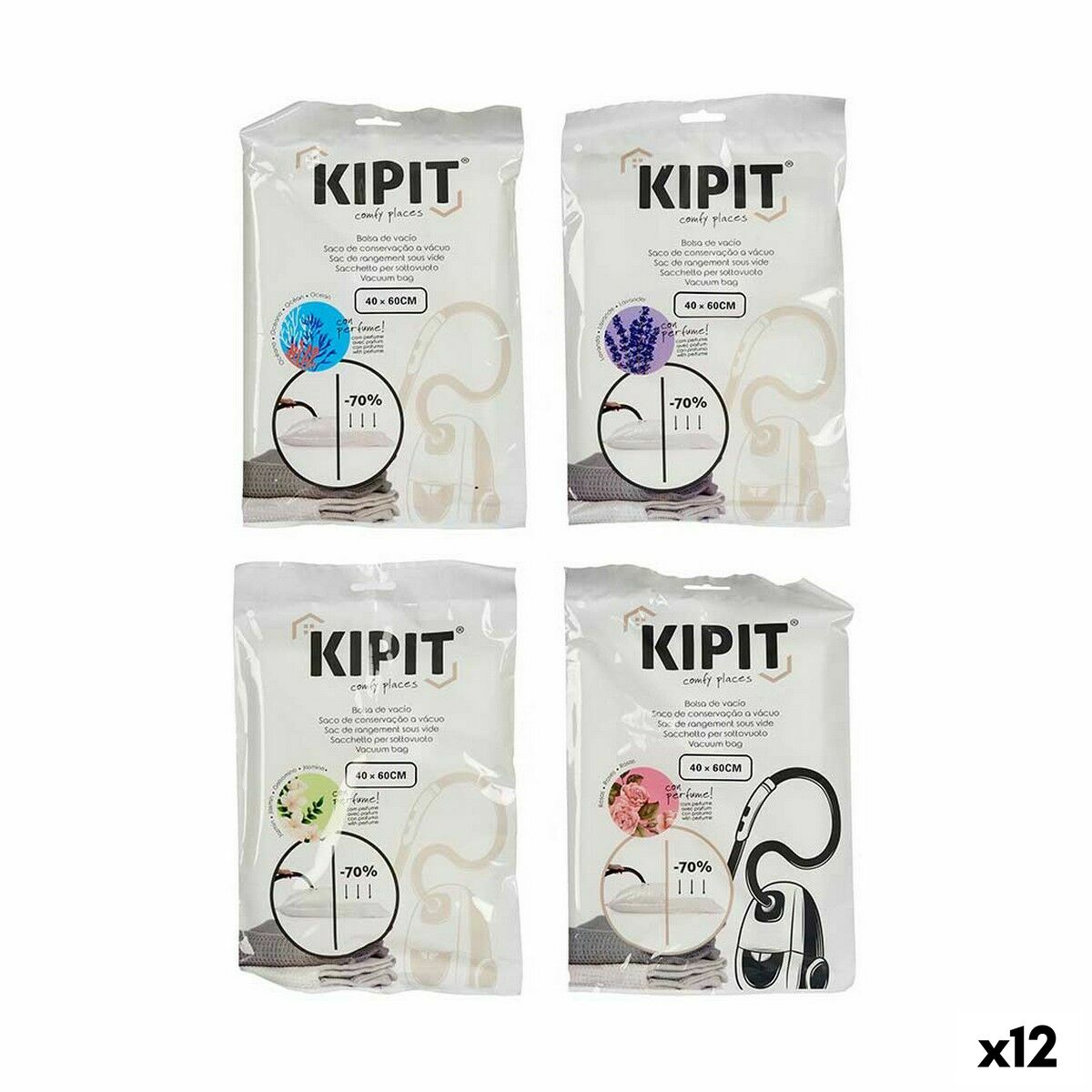 Bolsas de Vacío Kipit Transparente Plástico 40 x 60 cm (12 Unidades)