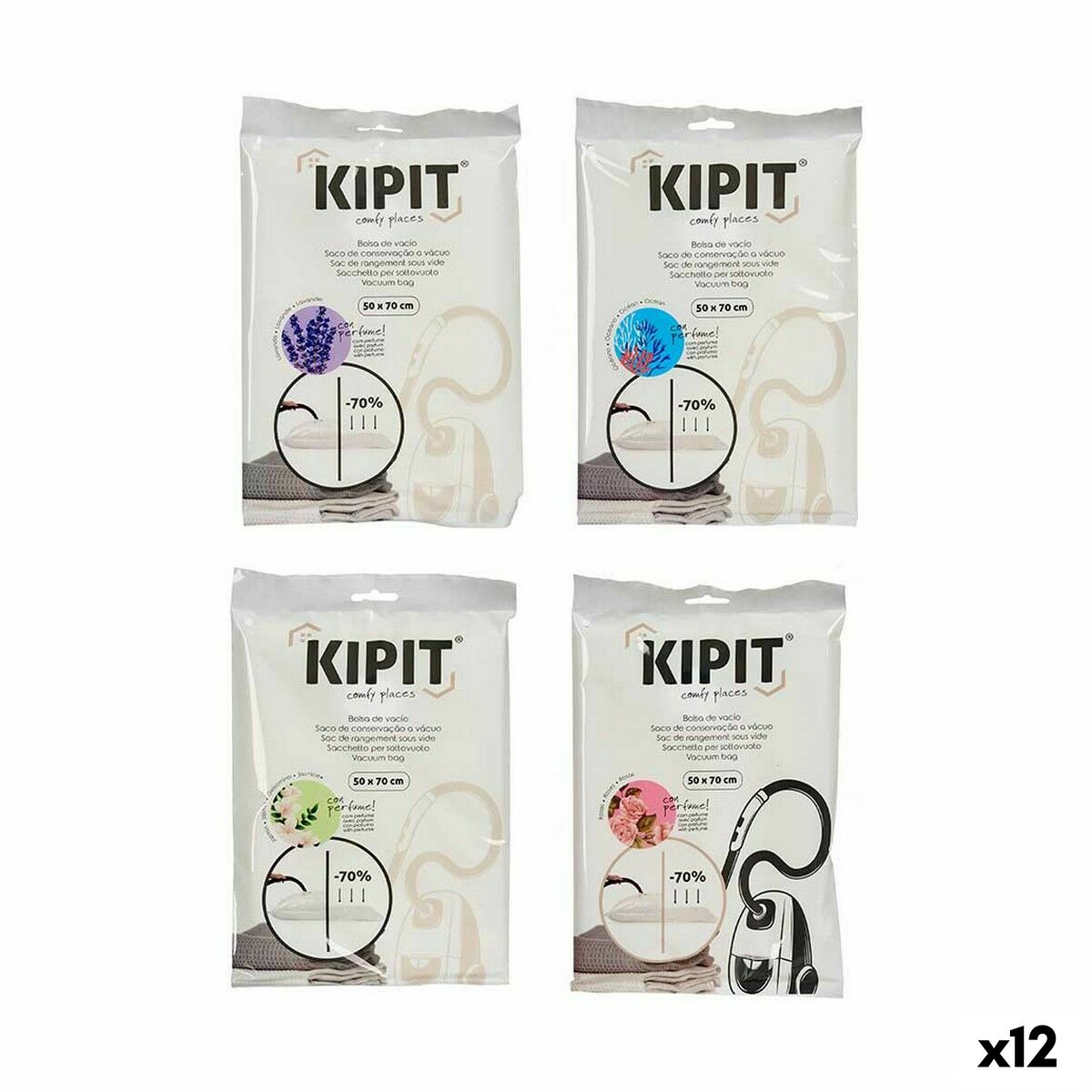 Bolsas de Vacío Kipit Transparente Plástico 50 x 70 cm (12 Unidades)