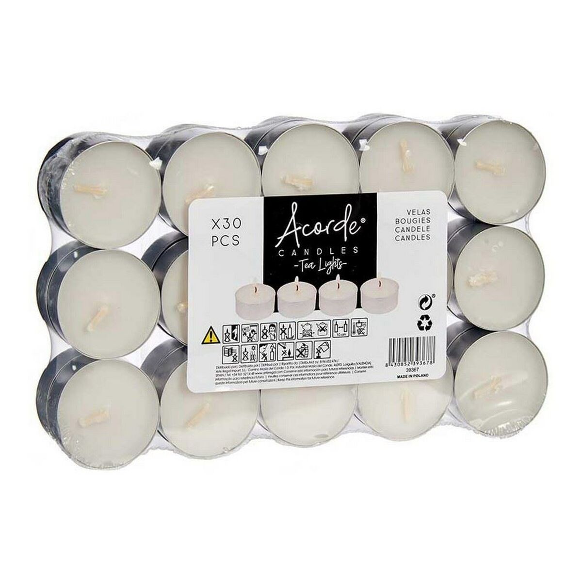 Set de Velas Acorde Blanco Plateado Pequeño (24 Unidades)