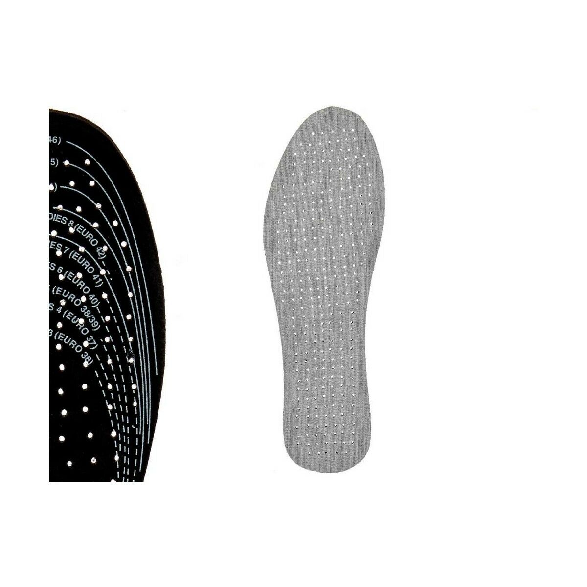 Plantillas Extra Fresh Negro Gris Algodón Plástico Látex 9,5 x 30 cm 11,5 x 0,5 x 36 cm (12 Unidades)