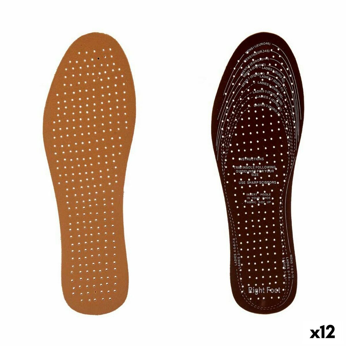 Plantillas Marrón Negro Cuero Plástico Látex 9,5 x 30 cm 12 x 0,2 x 36,5 cm (12 Unidades)