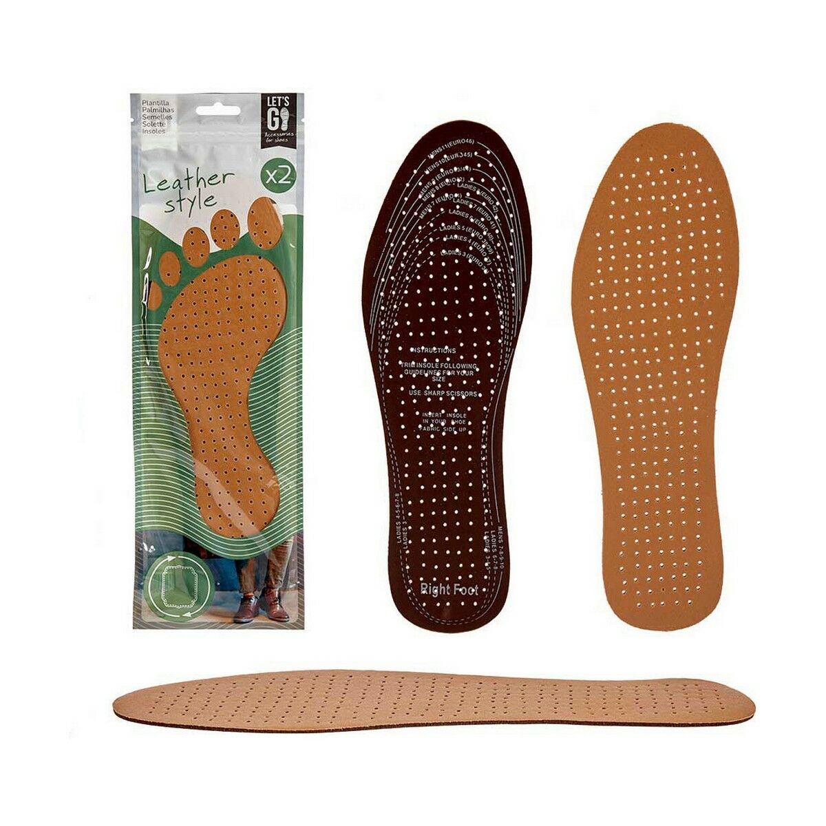 Plantillas Marrón Negro Cuero Plástico Látex 9,5 x 30 cm 12 x 0,2 x 36,5 cm (12 Unidades)