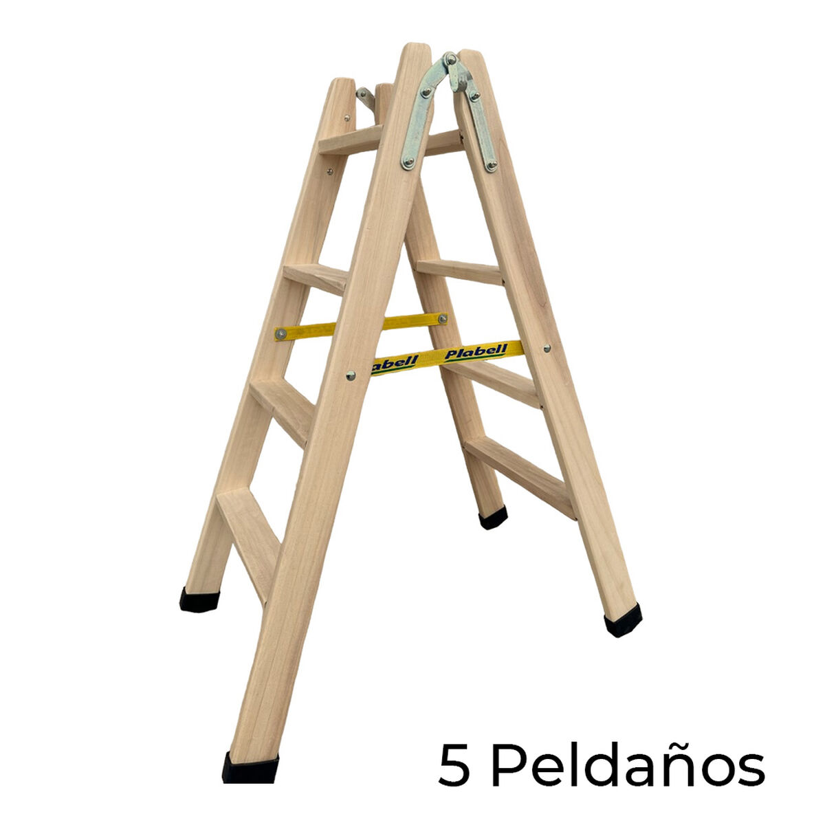Escalera plegable de 5 peldaños Plabell Madera 139 x 31/51 cm