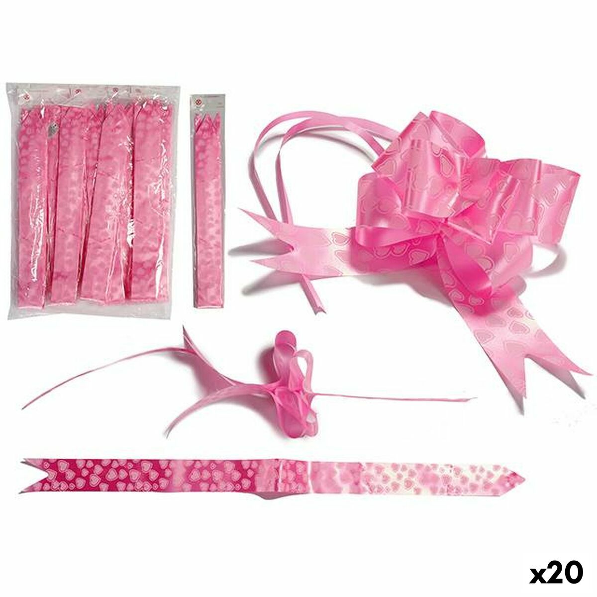 Cintas 5 x 73 x 73 cm Corazones Rosa (10 Piezas) (20 Unidades)